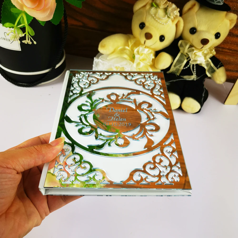Пользовательские Mr Mrs имя Дата свадьбы книга для подписей посетителей