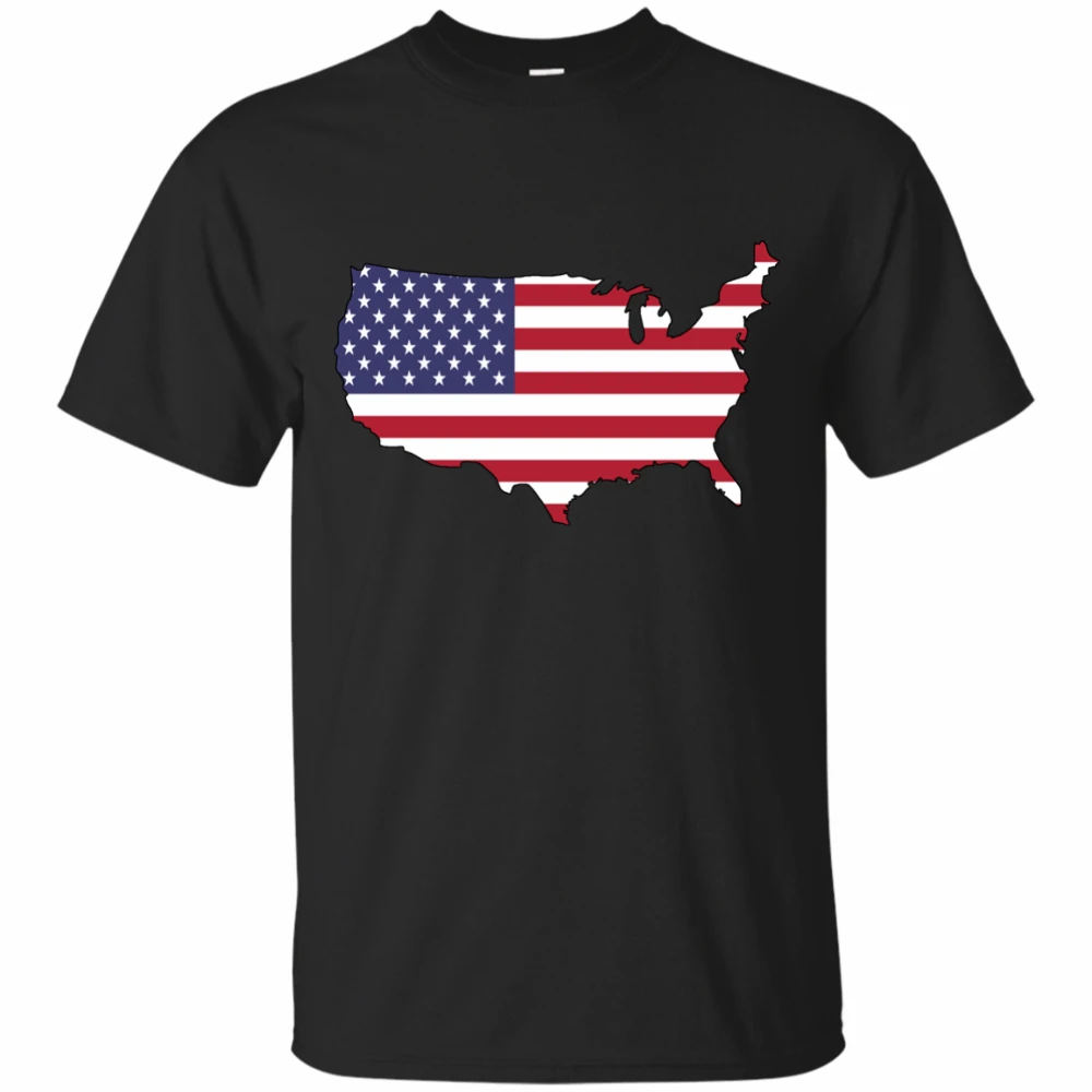 

USA - Country Outline & Flag TShirt America Stars Stripes Map Spangled Banner Men's Casual Shirt Tee