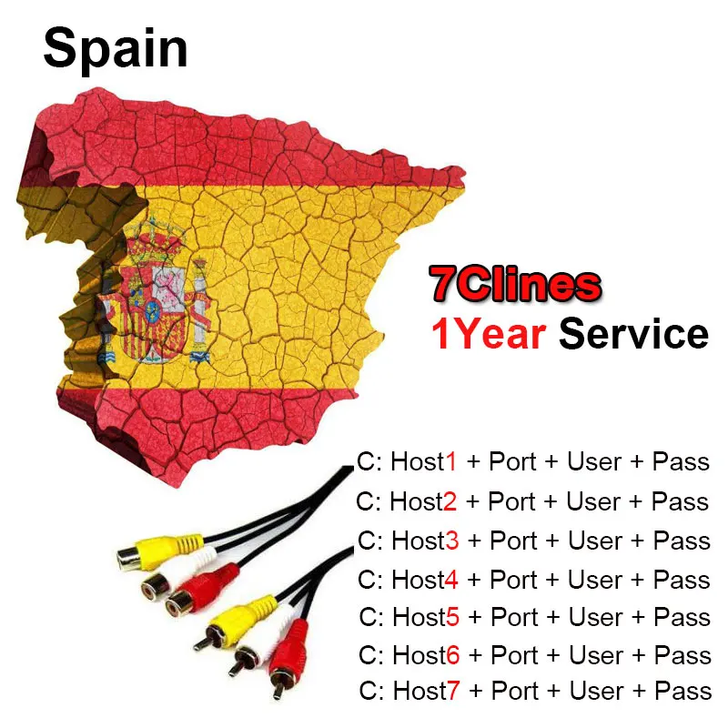 

2018 Spain Portugal Cccam Valid 12month AM 7Clines Stable channels For V8 Super DVB-S2 Satellite Receiver V7HD V8 Finder