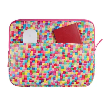

pu fashion colourful square Laptop Sleeve Case for macbook air 13 pro retina 13 Computer Bag for 13.3inch tablet with two pocket