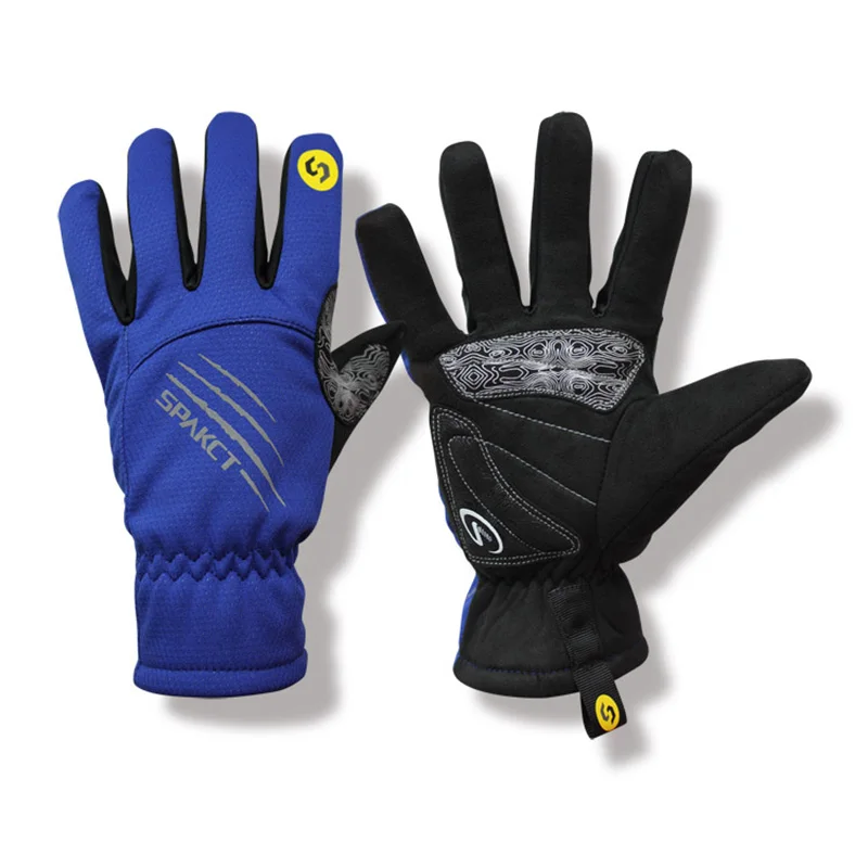 Высококачественные Утепленные зимние перчатки для велосипеда ветрозащитные теплые перчатки для велоспорта на полный палец противоскользящие велосипедные перчатки для мужчин и женщин - Цвет: LeiTing Blue