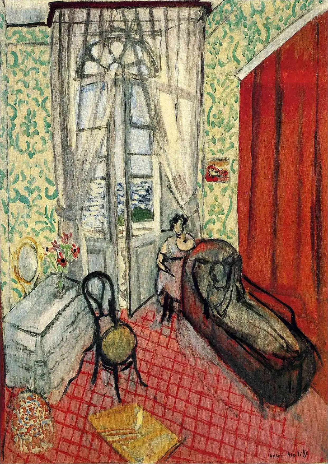 Emily's House Henri Matisse Fauvism дневной чай девушка холст картины старинный крафт настенные плакаты Наклейки домашний Декор подарок - Цвет: Сливовый