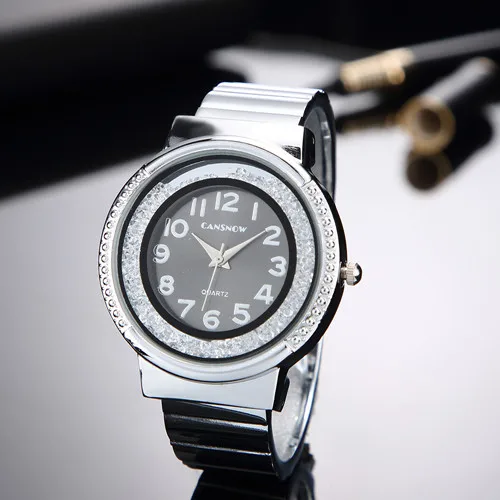 Леди розовое золото часы с алмазами дизайн женское платье часы Полный Сталь Аналоговые кварцевые наручные часы relogio feminino - Цвет: Silver Black