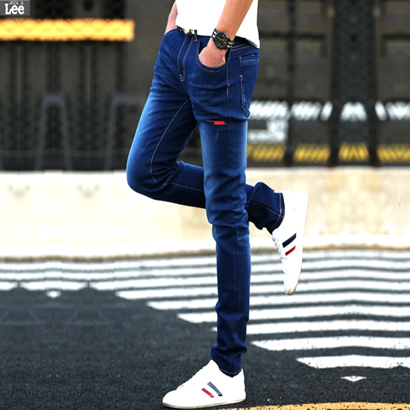 2016 New Men Zipper Fly Light Slim Mid Softener Pencil Pants Midweight Clothing Joker Casual Cotton