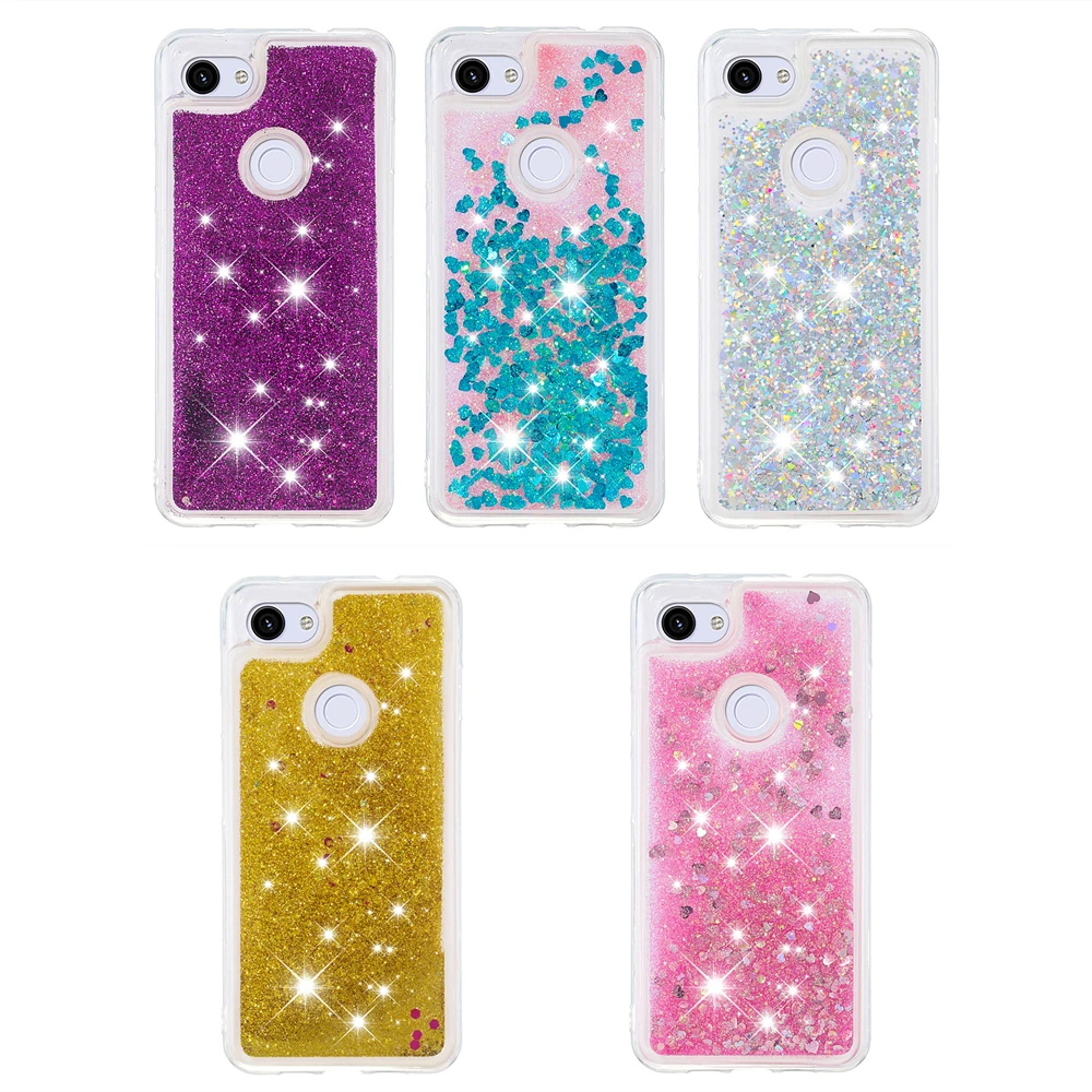 

For Google Pixel 3a XL Phone Case Dynamic Liquid Quicksand Cases Glitter Shockproof Lovely Bling Sparkle Soft Clear TPU Cover