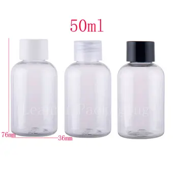 

Clear 50ml PET Cosmetic Bottle Small Size Empty Transparent Plastic Lotion Cream Bottle With White / Black Screw Cap For Liqiud