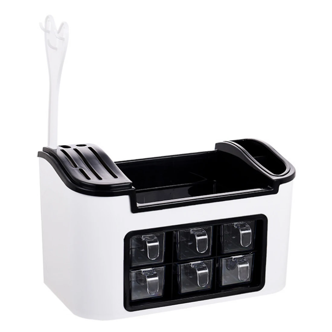 

Double Layers 6 Grids Seasoning Pots Multifunctional Kitchen Spice Container for Tableware Condiment Knives Holder Shelf
