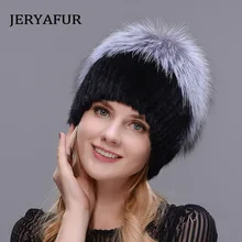 JERYAFUR/ Новая зимняя женская меховая вязаная шапка из шерсти в русском стиле модная норка и шапка из лисьего меха защита для путешествий Лыжная шапка