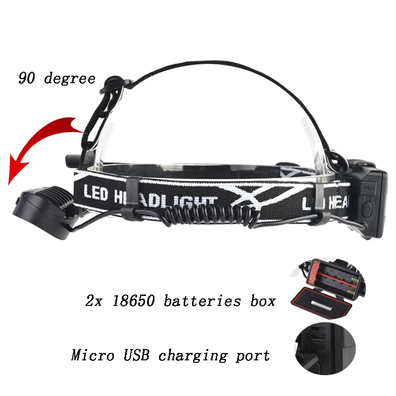 Z20Micro USB датчик 6 светодиодов фара COB налобный фонарь XML-T6 Головной фонарь Водонепроницаемый фонарь для рыбалки