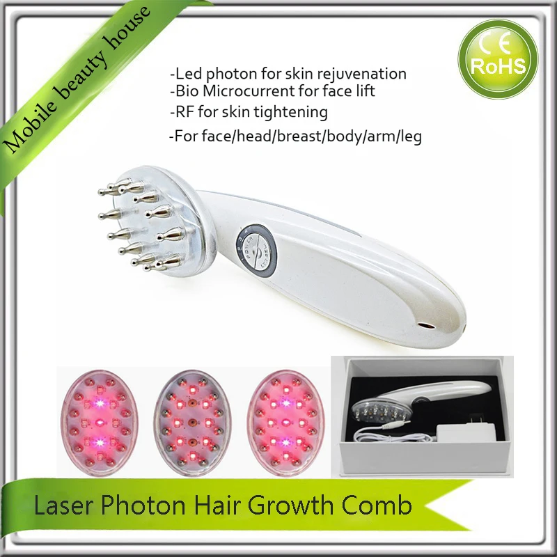 3 IN 1 Laser Red Photon Bio Microcurrent Hair Growth Treatment Electric