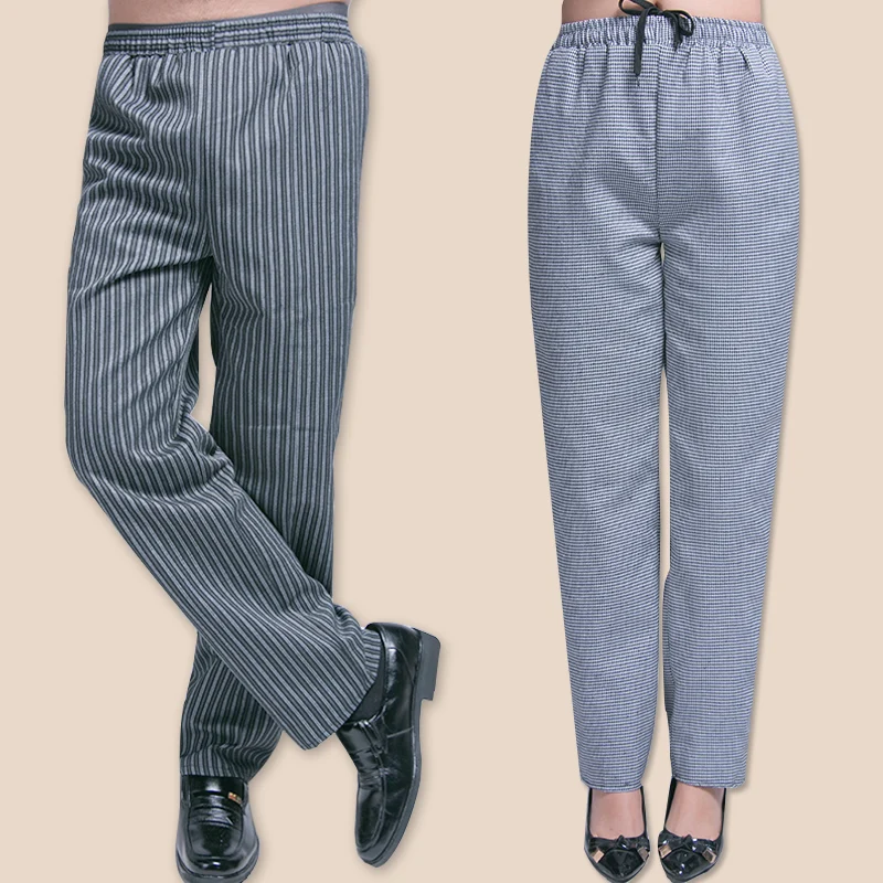 

Restaurant Chef Uniform for Men Pants Kitchen Trouser Chef Uniforms for Women Pants Elastic Waist Bottoms Working Clothes M-2XL