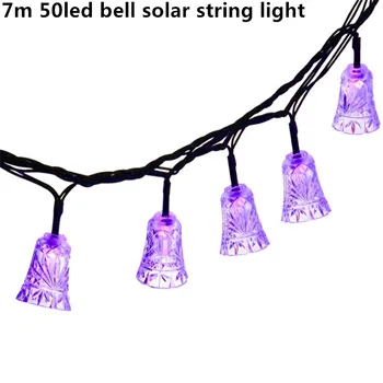 

7m 50led Bell Solar String Light Outdoor waterproof Fairy Light String for Christmas Wedding Party Decoration with Solar Panel