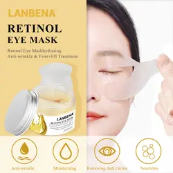 LANBENA маска для глаз Retinol, гиалуроновая кислота, сыворотка для глаз, уменьшает темные круги, мешки, морщины у глаз восстанавливающий