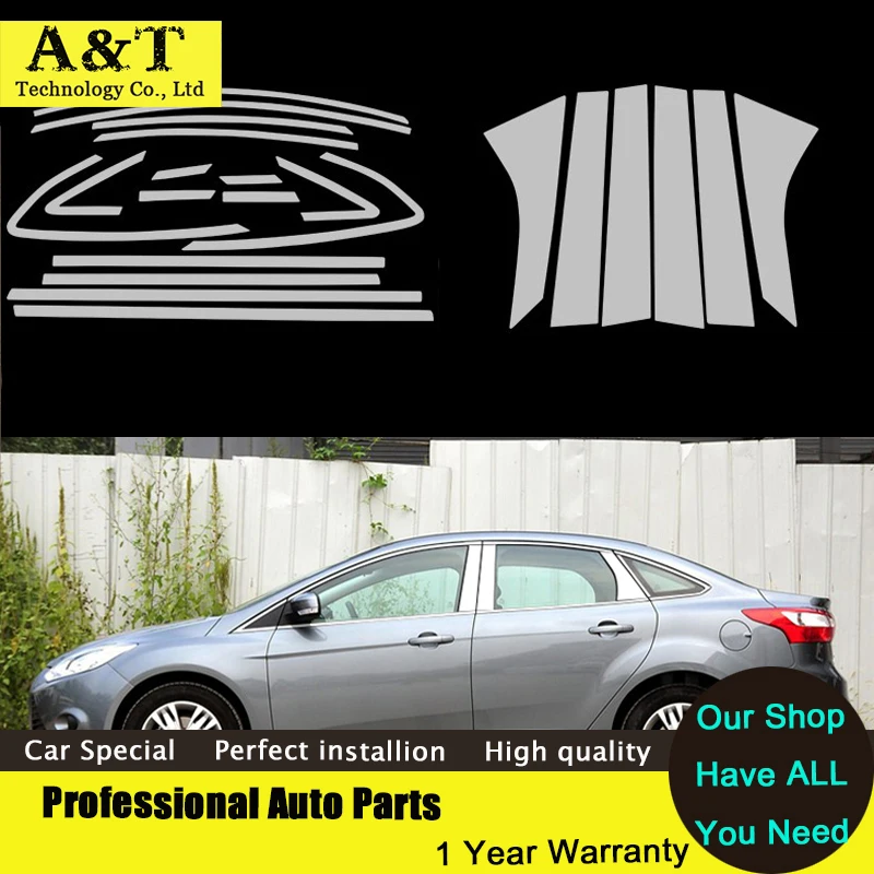 

Stainless Steel Full Window Trim Decoration Strips For Ford Focus Sedan 2012-2015 Car Styling high quality chrome stickers trim