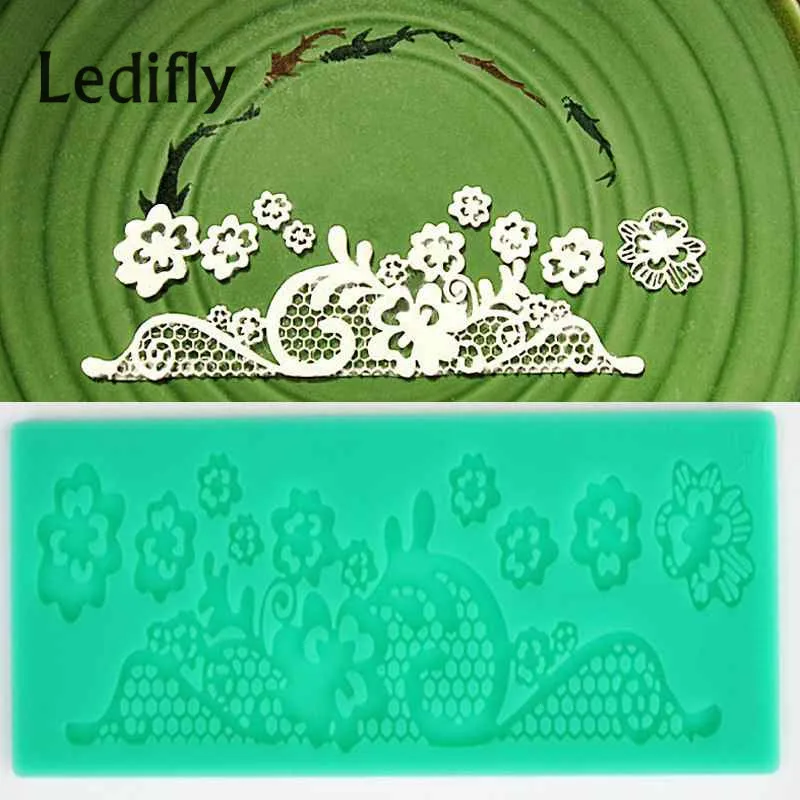 

Ledifly Flower Lace Silicone Mould Cake Mat Mold Fondant Sugarcraft Decorating Mold