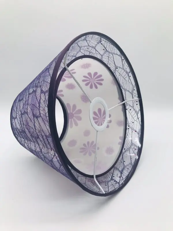 E27 современный стиль двойной абажур для настольной лампы цветочный узор кружева текстильные ткани декоративный абажур - Цвет корпуса: purple