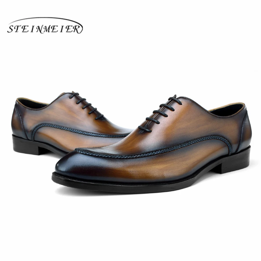 

Mens formal shoes leather oxford shoes for men dressing wedding men's brogues office shoes lace up male suit shoes brown 2019