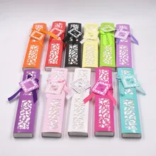 120 шт./заказ логотип Свадебные душ вечерние сувениры подарки складывающиеся Поклонники с лазерной резки коробки