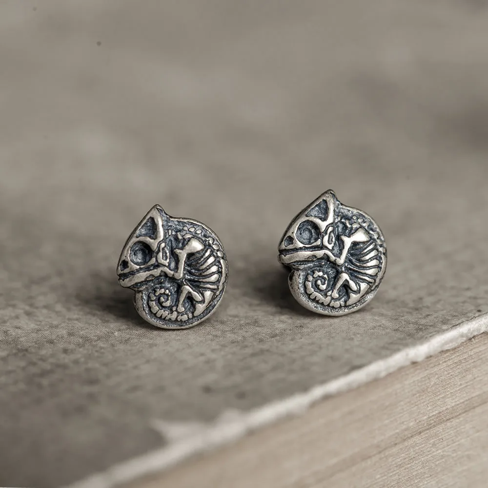 

1PC 925 Sterling Silver Skull Skeleton Post Stud Earring Biker Men Women A1995