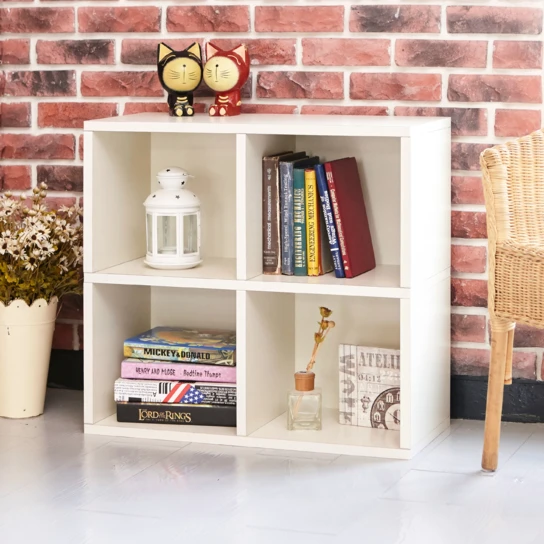 Way Basics Eco Friendly 4 Cubby Bookcase, White - Tool-Free Assembly - Non Toxic - LIFETIME GUARANTEE