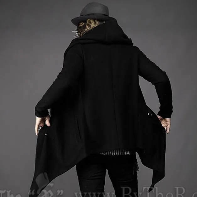 Новая мужская одежда, готический Мужской плащ, пальто, индивидуальная Альтернативная асимметрия, Мужская самосовершенствование, ветровка с капюшоном, певица