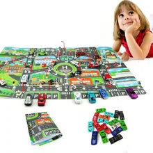 10Pcs Cars &1Pcs Map 83*58CM City PARKING LOT Roadmap Alloy Toy Model Car Climbing Mats English Version Gifts for Kids
