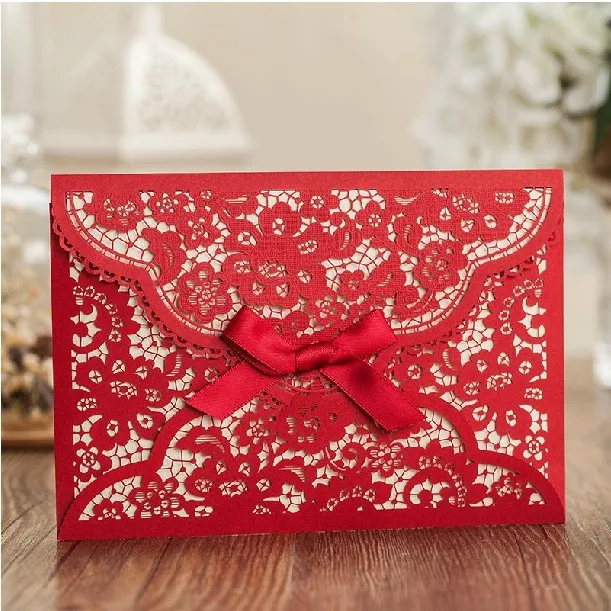 high class red wedding card invitations with envelope free printing
