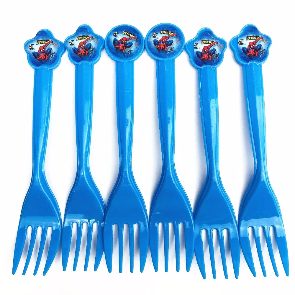 

10pcs/set Spiderman plastic Forks baby shower kids favors birthday party Decoration Spiderman Theme Supplies disposable forks