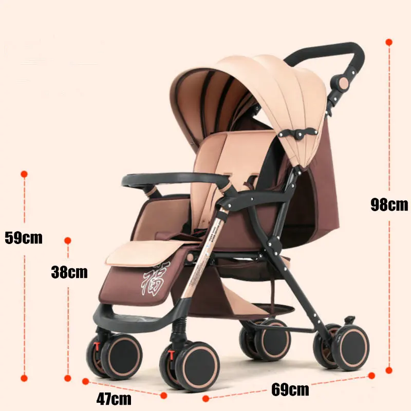  Ultra Light Portable Baby Stroller Easy to fold Baby Carriage Two Way Push Baby Cart with Removable