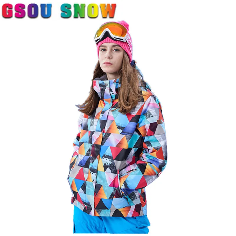 

Gsou Snow Ski Jacket Women Winter Waterproof 10000 Breathable 10000 Colorful Camo Snowboard Jackets Cheap Female Ski Snow Coats