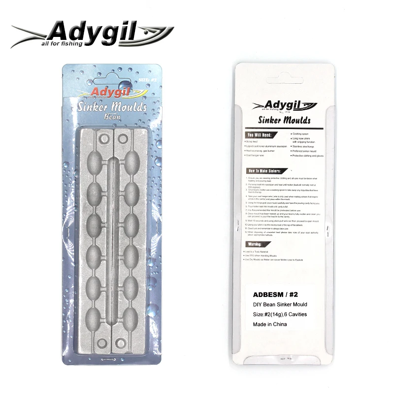 Adygil DIY рыболовные бобовые грузила прессформы ADBESM/#2 бобовые грузила 14 г 6 полостей