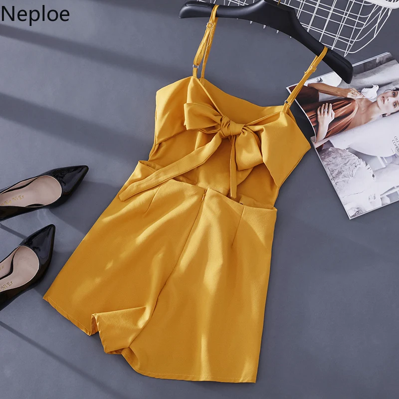 Летние комбинезоны Neploe 2021 Женский однотонный комбинезон с воротником лодочкой