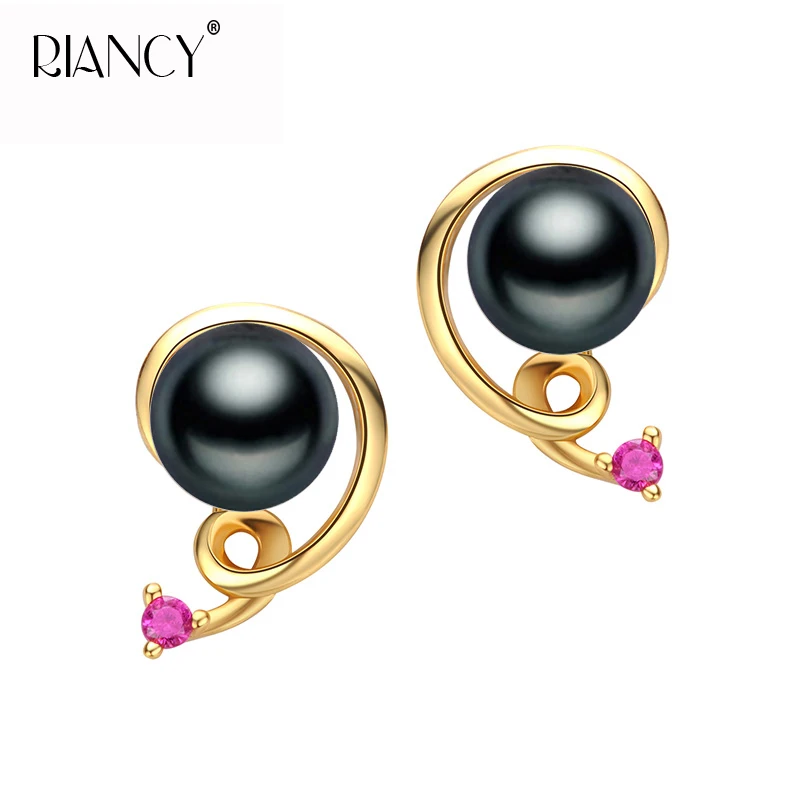 

RIANCY Fashion Natural Freshwater Pearl Earrings 925 Sterling Silver Stud earring Pearl jewelry Stud Earrings