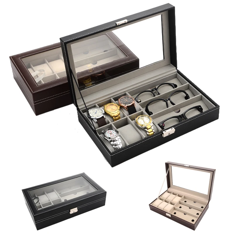 

6+3 Grids Watch Box Clock Box Watch Case Time Box Jeweller Box Jewelry organizer Jewelry holder for Glasses and watch