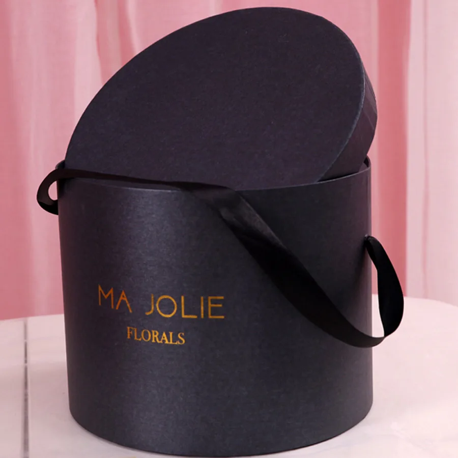 

45x20cm Flowers Gift Paper Box Pure Color Round Paper Cardboard Box Valentine's Day Wedding Party Home Decoration Favors Present