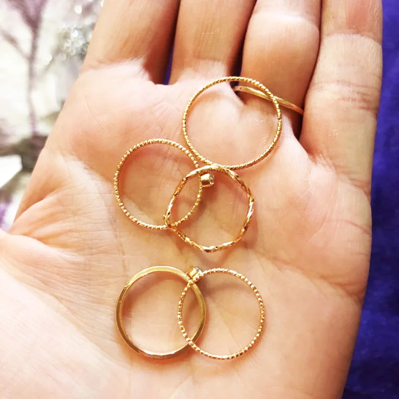 

Korean Simple 5PCS/Set Golden Silvery Crystal Rhinestone Finger Rings For Women Ladies Fashion Jewelry Party Punk style Ring Set