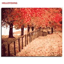 HELLOYOUNG DIY Ручная роспись маслом красивый путь цифровая живопись по номерам Масляные картины китайские картины-свитки