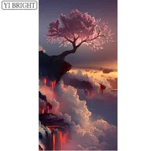 DIY фото на заказ, 5D DIY алмаз живопись красный дерево пейзажи, 3D полный квадратный алмаз вышивка крестом картина LK1