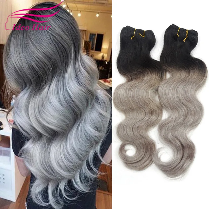 Cheapest Gray Weave Brazilian Virgin Hair Body Wave Grey Hair Extension