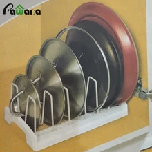 

Stainless Steel Pot Lid Rack Shelf Holder Pan Cover Cutting Board Holder Organizer Adjustable Bakeware Rack for Kitchen Storage
