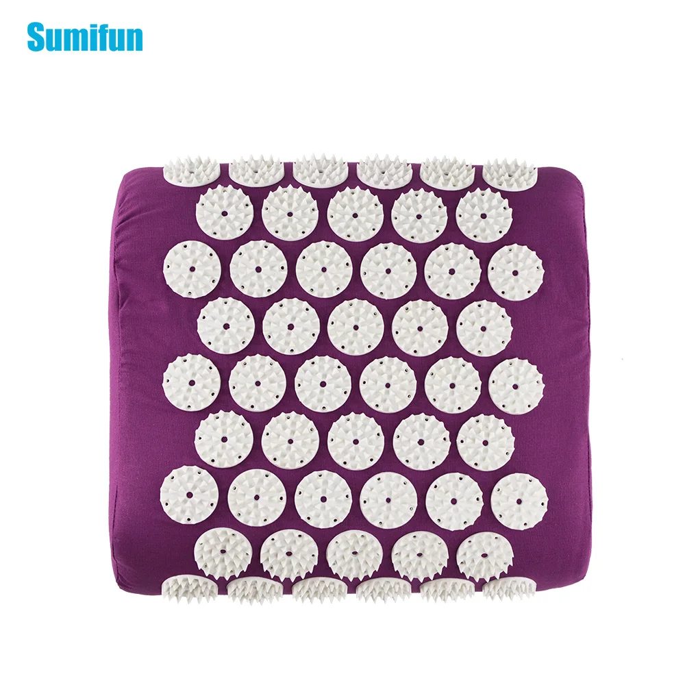 Acupressure Spike Squre Yoga Massage Pillow for Neck Head Massage Pain Relief Health Care Purple