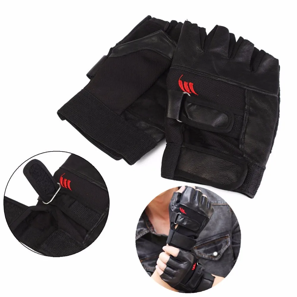 1 пара, мужские черные перчатки из искусственной кожи для тяжелой атлетики, для тренажерного зала, для тренировки, запястья, для занятий спортом, упражнений, тренировок, фитнеса, Лидер продаж