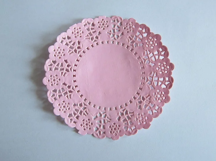 Buy 4.5" round pink doilies paper lace paper doilies