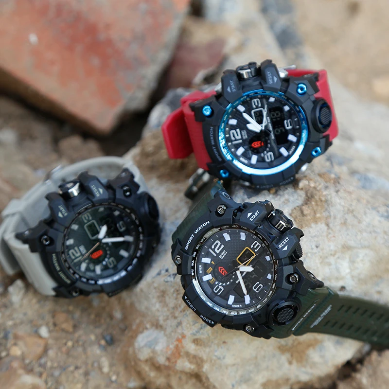 Online G Kejutan Jam Tangan Pria Tentara Militer Pria Watch Reloj LED Digital Olahraga Jam Tangan Pria Hadiah Analog Automatic Jam Tangan Pria