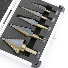 2015 New Arrival High Quality 5pcs / Set HSS COBALT MULTIPLE HOLE 50 Sizes STEP DRILL BIT SET w / Aluminum Case