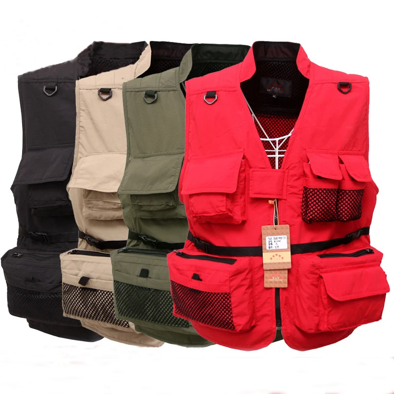 

2019 Men's vest Multifunctional Quick-Drying Mesh Vest Jacket Loose Multi-Pocket Photography Angler Waistcoat