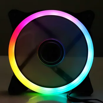 

120mm 15 LED Ultra Silent Computer PC Case Cooling Fan 12V With Rubber Quiet Molex Connector 3 / 4Pin plug fans Cooler Drop Ship