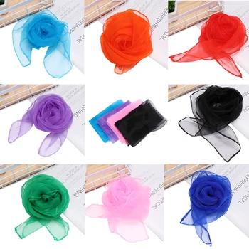 

2019 Women Gradient Color Square Scarf Imitated Silk Scarves Girls Dancing Small Scarf Thin Chiffon Neckerchief