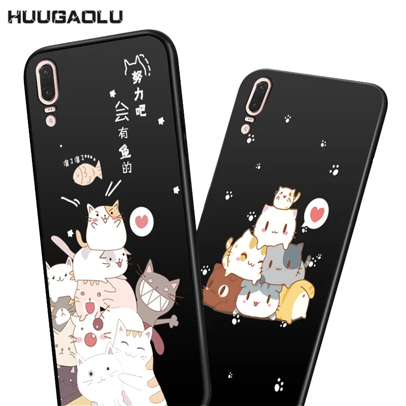

Cute Cartoon Cat Silicone Cover Case For Huawei Mate 20 10 Lite P30 Pro P20 P10 P9 Huawei P8 Lite 2017 Phone TPU Case Etui Coque