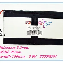 3 провода 3296196 3,8 в 8000 мАч для Teclast X98 воздуха 3g P98 3g планшетный ПК Батарея 329698*2X98X98 air p98 X98 P98HD P98